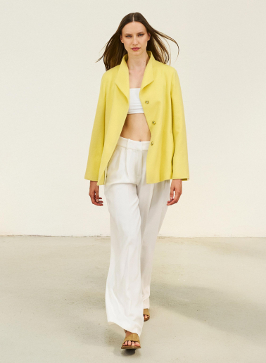 Yellow pure wool jacket with high collar