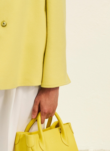 Yellow pure wool jacket with high collar
