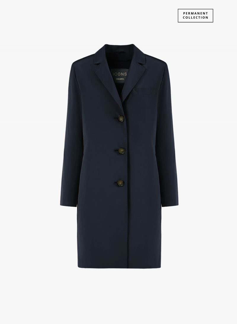 Rainproof technical nylon blue masculine overcoat