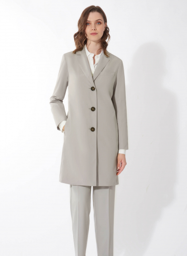 Rainproof technical nylon light grey masculine overcoat