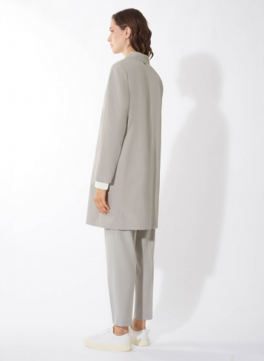 Rainproof technical nylon light grey masculine overcoat