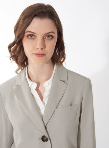 Rainproof technical nylon light grey masculine overcoat