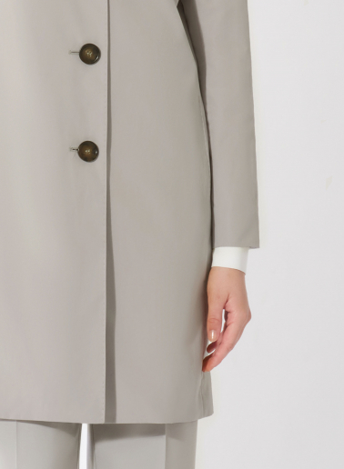 Rainproof technical nylon light grey masculine overcoat