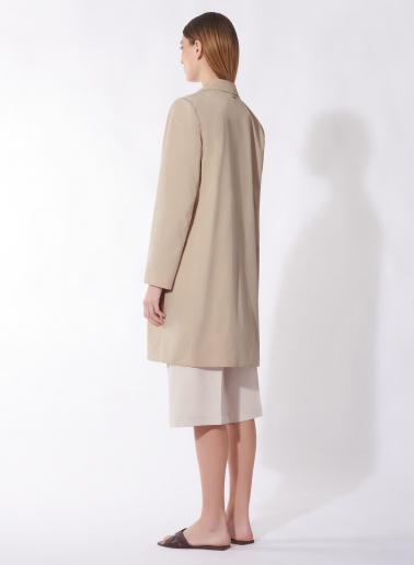 Rainproof technical nylon beige masculine overcoat