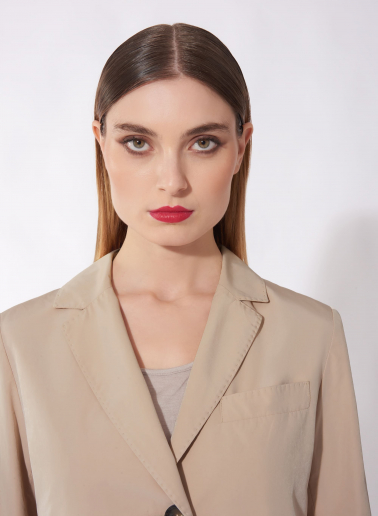 Rainproof technical nylon beige masculine overcoat