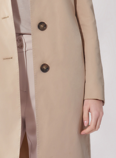 Rainproof technical nylon beige masculine overcoat