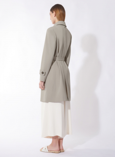 Double breasted grey trench coat in technical fabric