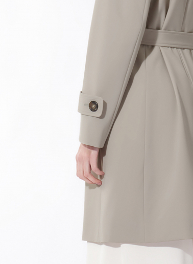 Double breasted grey trench coat in technical fabric