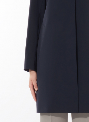 Blue overcoat with shirt collar in technical fabric