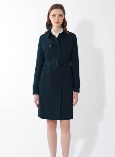 Rainproof tech taffeta blue trench coat