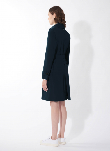 Rainproof tech taffeta blue trench coat