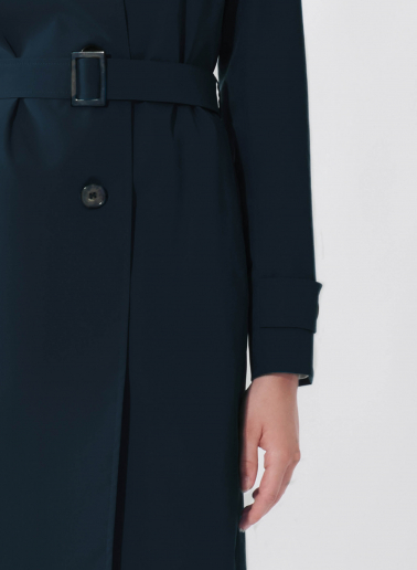 Rainproof tech taffeta blue trench coat