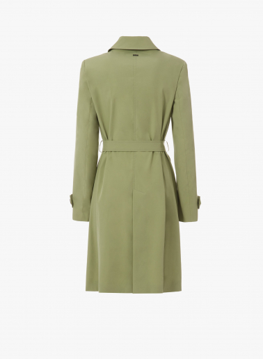Rainproof tech taffeta green trench coat