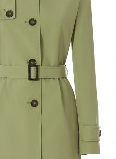 Rainproof tech taffeta green trench coat