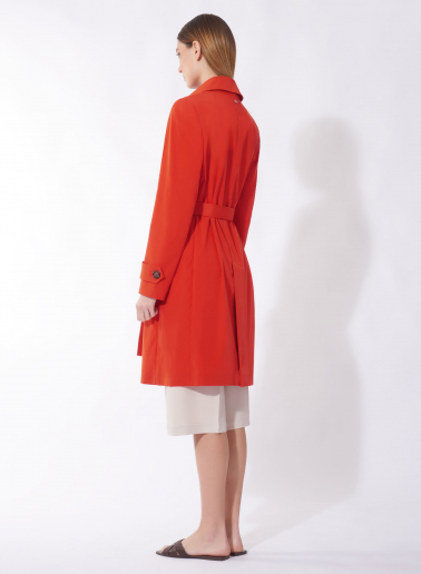 Rainproof tech taffeta red trench coat