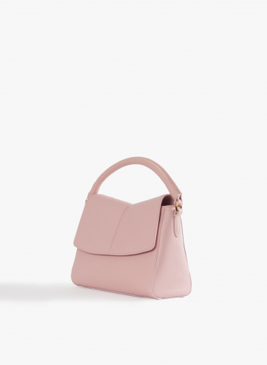 Handtasche aus glattem Leder in rosa