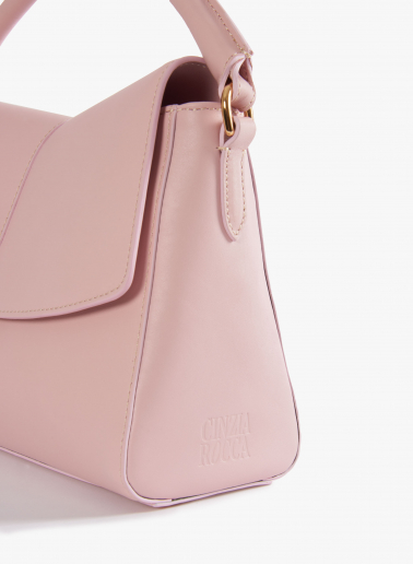 Handtasche aus glattem Leder in rosa