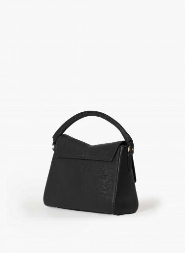 Black genuine leather handbag