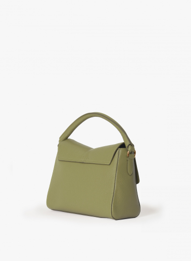 Military green genuine leather handbag