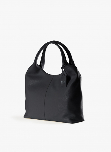 Maxi Schultertasche schwarz aus Leder