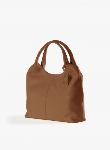 Maxi Schultertasche aus Leder in Tabak