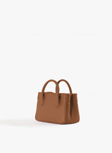 Mini Tote Bag tabakfarben aus Leder