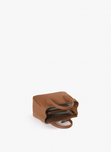 Mini Tote Bag tabakfarben aus Leder