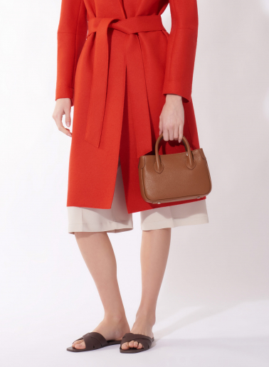 Mini tobacco color Tote bag in genuine leather