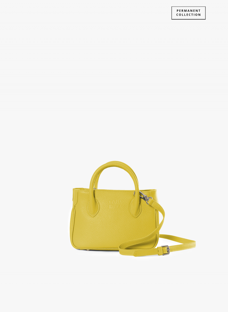 Mini yellow Tote bag in genuine leather