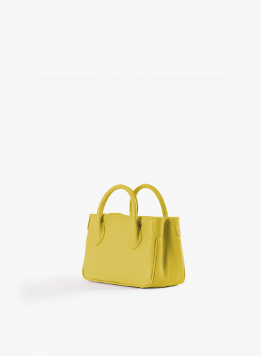 Mini yellow Tote bag in genuine leather