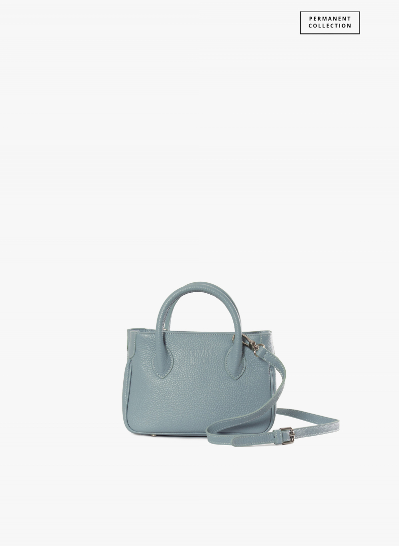 Mini Tote Bag hellblau aus Leder