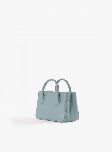 Mini Tote Bag hellblau aus Leder