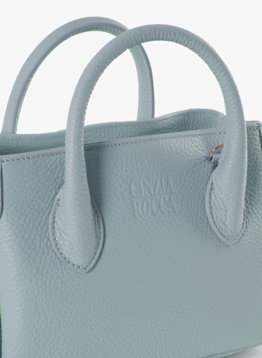 Mini Tote Bag hellblau aus Leder