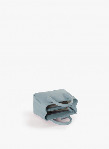 Mini light blue Tote bag in genuine leather