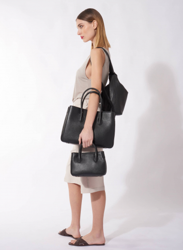 Tote Bag schwarz aus Leder