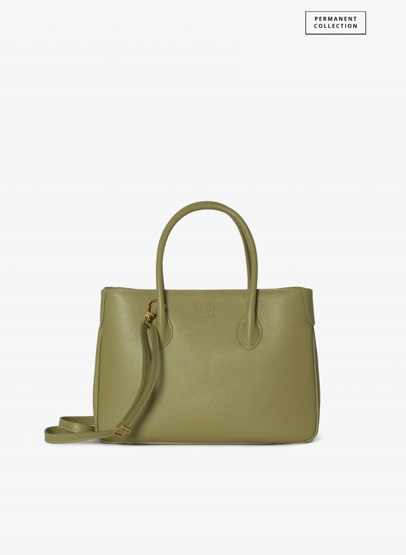 Tote Bag militärgrün aus Leder