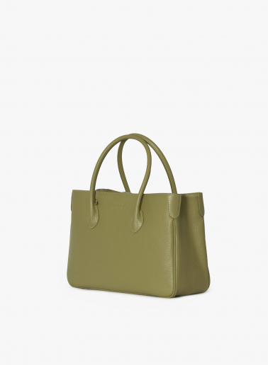 Tote Bag militärgrün aus Leder