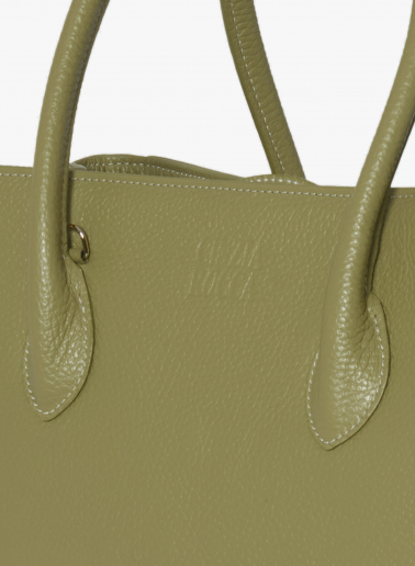 Tote Bag militärgrün aus Leder