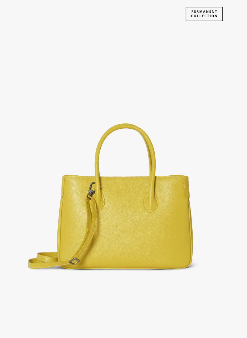 Tote Bag gelb aus Leder