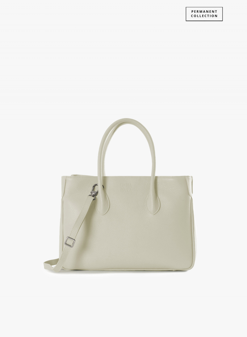 Tote Bag weiß aus Leder