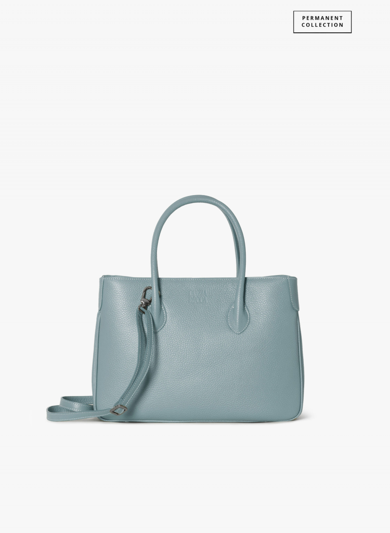 Light blue Tote bag in genuine leather