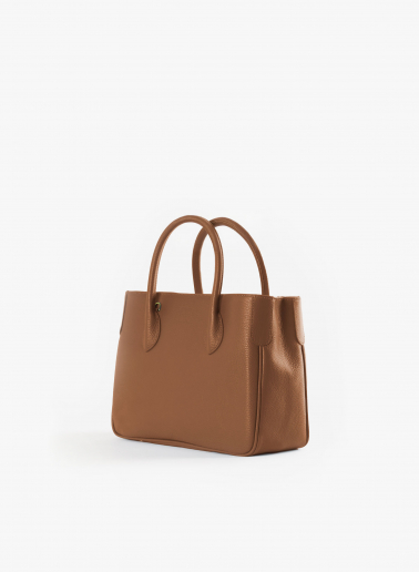 Kleine Tote Bag tabakfarben aus Leder