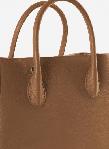 Kleine Tote Bag tabakfarben aus Leder