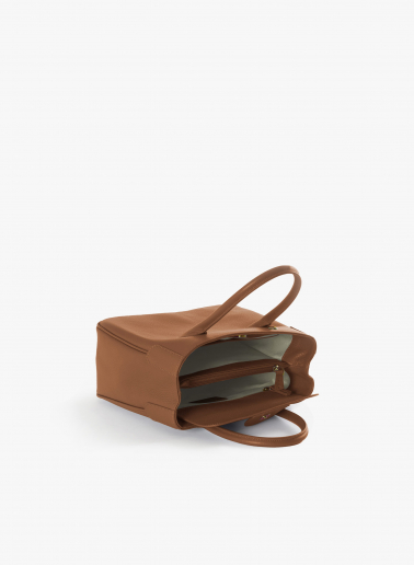 Kleine Tote Bag tabakfarben aus Leder