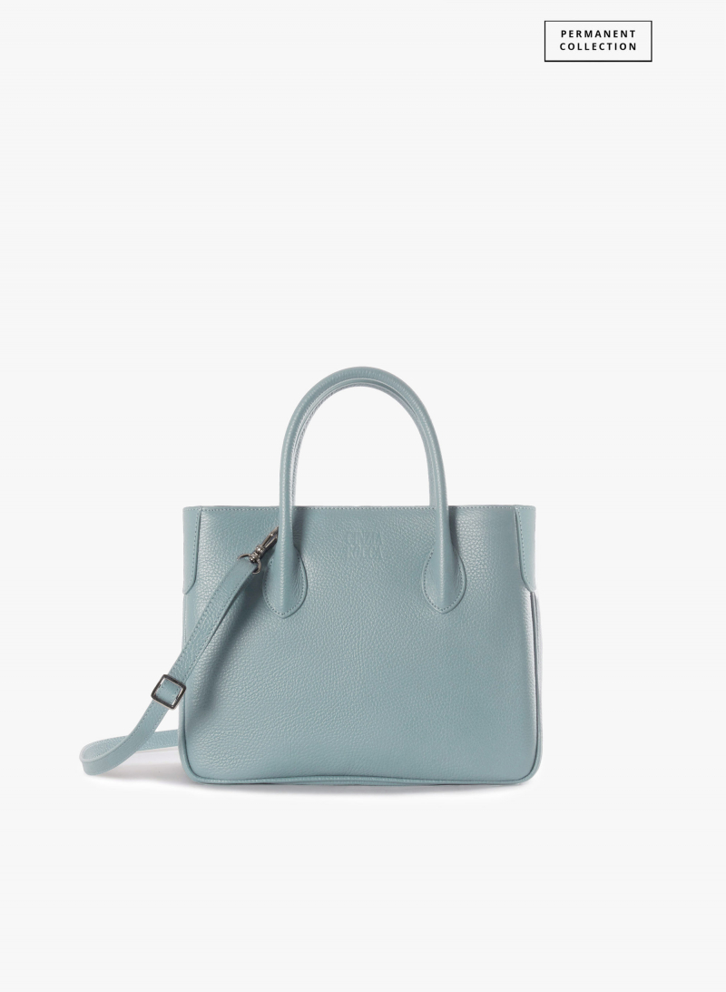 Kleine Tote Bag blau aus Leder