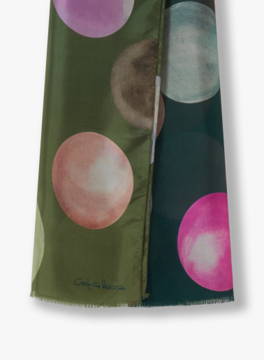 Maxi Foulard in pura seta con motivo a sfere verde