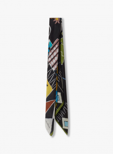 Foulard in pura seta con natura astratta nera
