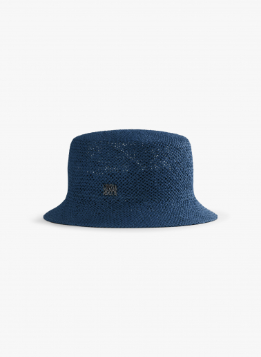 Cornflower blue straw bucket hat