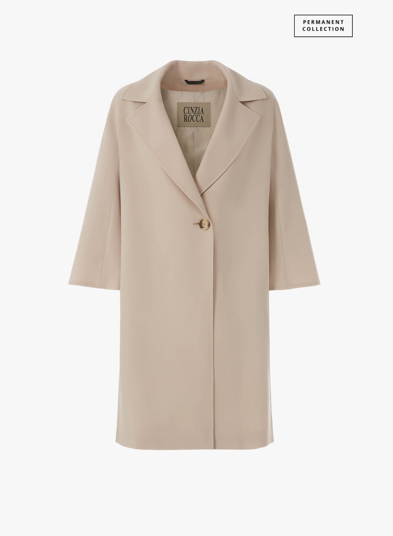 Cappotto un petto e mezzo cipria in lana comfort
