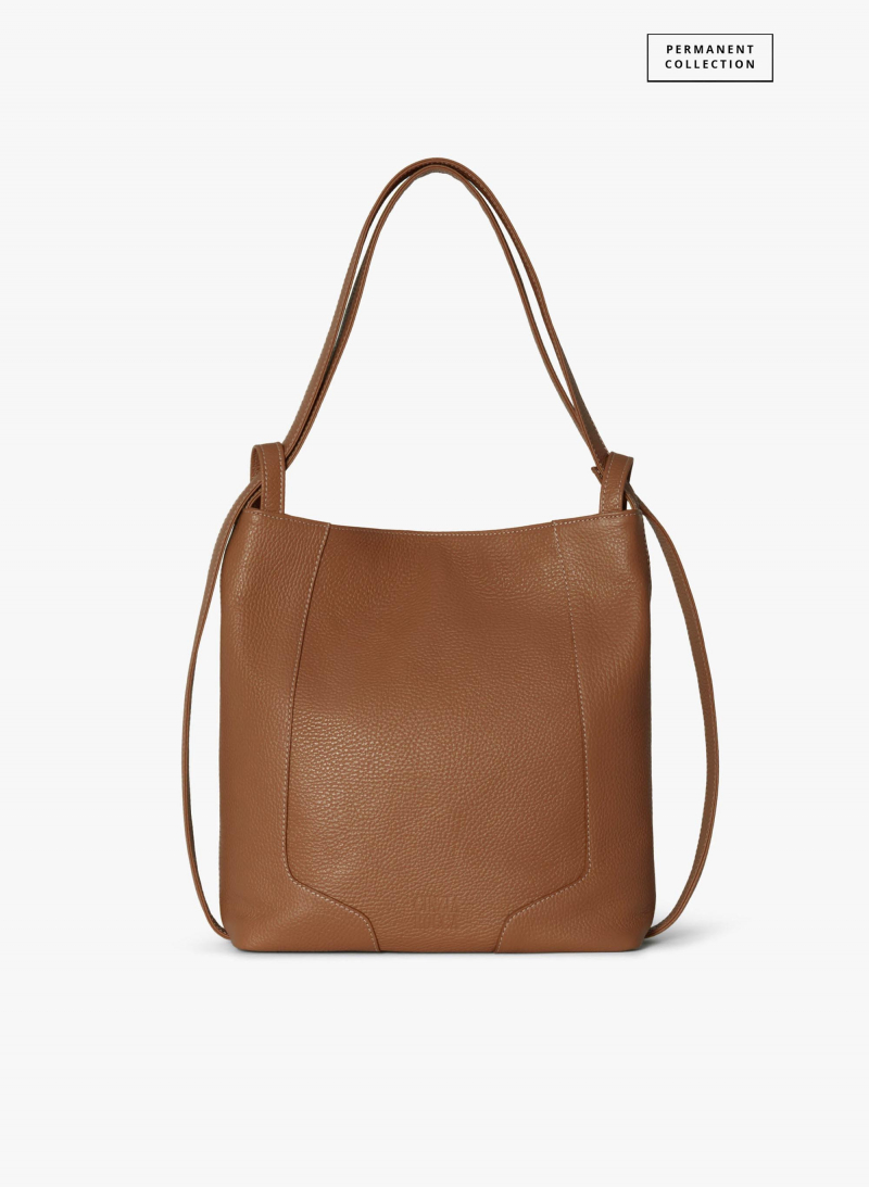 Zaino in pelle color tabacco